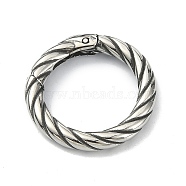 Tibetan Style 316 Surgical Stainless Steel Spring Gate Rings, Twist Round Ring, Antique Silver, 22x3.3mm(STAS-E191-04AS-02)