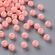 Opaque Acrylic Beads, Round, Light Salmon, 6x5mm, Hole: 1.8mm, about 4400pcs/500g(MACR-S370-C6mm-A12)