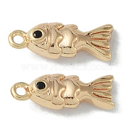 Ocean Collection Theme Jewelry, Brass with Cubic Zirconia Charms, Real 18K Gold Plated, Fish, 13.5x5x3.5mm, Hole: 1.2mm(KK-H482-17C-G)