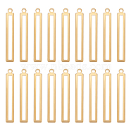 50Pcs Brass Pendants, Rectangle Charm, Golden, 33x5x1mm, Hole: 1.6mm(KK-BC0011-82)