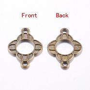 Tibetan Style Links connectors, Flower, Lead Free and Nickel Free, Antique Bronze, 21x16x2mm, Hole: 2mm(X-TIBEB-A17298-AB-FF)