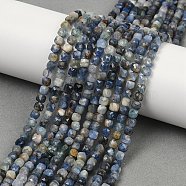 Natural Kyanite Beads Strands, Faceted, Cube, 4x4~4.5x4.5mm, Hole: 0.7mm, about 97pcs/strand, 15.39''(39.1cm)(G-M092-C01-02)