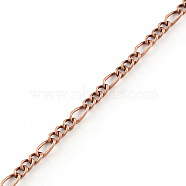 Iron Figaro Chains, with Spool, Soldered, Red Copper, 5.3x2.6x0.6mm, about 328.08 Feet(100m)/roll(CH-R078-03R)