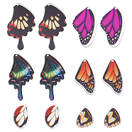 24Pcs 6 Style Spring and summer series Acrylic Pendants, for Earring Making, Butterfly Wing, Mixed Color, 19.5~45.5x13.5~23x2mm, Hole: 1.5mm, 4pcs/style(SACR-SC0001-12)