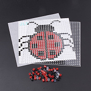 DIY Melty Beads Fuse Beads Sets: Fuse Beads, ABC Plastic Pegboards, Pattern Paper and Ironing Paper, Ladybug Pattern, Square, Colorful, 14.7x14.7cm(X-DIY-S033-054)