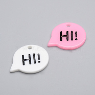 Resin Pendants, Chat Bubbles with Word Hi, Mixed Color, 25.5x32x3mm, Hole: 3mm(CRES-T005-88-M)