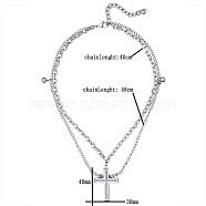 Non-Tarnish Stainless Steel Double Layer Cross Pendant Necklaces, Versatile Fashion Accessories, Stainless Steel Color, 15.75 inch(40cm)(EZ1696)