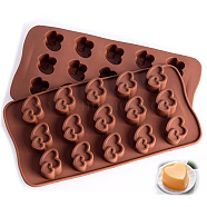 Silicone Molds, Fondant Molds, For DIY Cake Decoration, Chocolate, Candy, Rectangle with Heart, Chocolate, 205x105x15mm, Inner Diameter: 30x20mm(HEAR-PW0001-031)