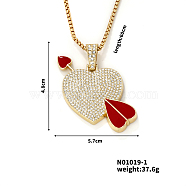 Alloy Crystal Rhinestone Heart Cupid Arrow Pendant Necklaces for Fashionable Couples, Golden, 23.62 inch(60cm)(HK4761-1)