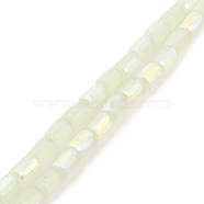 Frosted Imitation Jade Glass Beads Strands, AB Color Plated, Faceted, Column, Mint Cream, 6.5x4mm, Hole: 1mm, about 80pcs/strand, 20.39''(51.8cm)(GLAA-P058-07A-07)