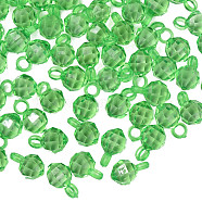 Transparent Acrylic Pendants, Faceted, Round, Lime Green, 18x11x11mm, Hole: 4mm(MACR-S373-125-B11)