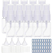 Plastic Spray Bottles Sets, with Fine Mist Sprayer & Dust Cap & Dropper & Funnel Hopper and Label Paster, Clear, Bottles: 7.9cm, capacity: 10ml, 24pcs/set(DIY-BC0010-96)