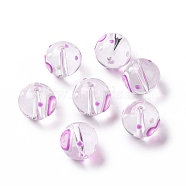 Transparent Glass Beads, with Enamel, Round, Orchid, Heart Pattern, 11.5~12x11mm, Hole: 1.5~1.6mm(LAMP-B021-03A-10)