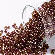 TOHO Round Seed Beads, Japanese Seed Beads, (165D) Transparent AB Ruby Hyacint, 11/0, 2.2mm, Hole: 0.8mm, about 1110pcs/bottle, 10g/bottle(SEED-JPTR11-0165D)