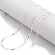 925 Sterling Silver Snake Chain Necklaces, Silver, 15.47 inch(39.3cm)(NJEW-P300-01B-S)