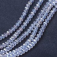 Electroplate Glass Beads Strands, AB Color Plated, Faceted, Rondelle, Clear AB, 4x3mm, Hole: 0.4mm, about 113~115pcs/strand, 41~42cm(EGLA-A034-T4mm-B02)