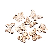 Laser Cut Wood Shapes, Unfinished Wooden Embellishments, Poplar Wood Cabochons, Butterfly, Blanched Almond, 23.5~26.5x27.5~39.5x2.5mm, about 100pcs/bag(WOOD-L009-15)