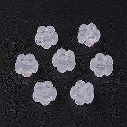 Transparent Acrylic Beads, Flower, Frosted, White, 6.5x3mm, Hole: 1mm, about 6250pcs/500g(TACR-F002-D01)