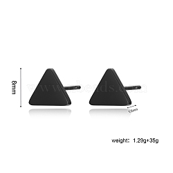 Stainless Steel Triangle Stud Earrings, Chic and Versatile Fashion Accessory, Black, 8x1.5mm(QY5443)