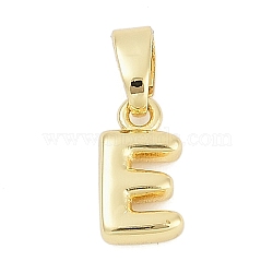 Brass Charms, Letter, Cadmium Free & Lead Free, Long-Lasting Plated, Rack Plating, Letter E, 10x5.5x2.5mm, Hole: 3x5mm(KK-G522-54E-G)