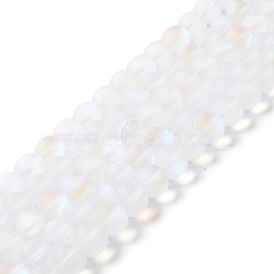 Synthetic Moonstone Beads Strands, Frosted, Round, White, 10mm, Hole: 1mm, about 38~40pcs/strand, 14.96''~15.16''(38~38.5cm)(G-E573-01C-08)