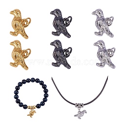 6Pcs 3 Colors Brass Charms, with Jump Rings, Crows Bird, Mixed Color, 11.5x17x6mm, Jump Ring: 5x0.6mm, Inner Diameter: 3.5mm, 2pcs/color(KK-SZ0004-59)