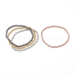 Brass Stretch Beaded Bracelets, Stackable Bracelets, Round, Mixed Color, Inner Diameter: 2-3/8 inch(5.9cm)(BJEW-JB05951)