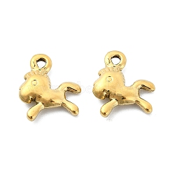 304 Stainless Steel Charms, Horse Charm, Real 14K Gold Plated, 13x11.5x3mm, Hole: 1.5mm(STAS-L022-348G)