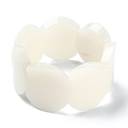 Acrylic Imitation Gemstone Beaded Stretch Bracelet, Tile Bracelet, Seashell Color, Inner Diameter: 2-1/4 inch(5.8cm), Wide: 37mm(BJEW-B074-01C)