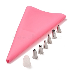 Cake Bakeware Kits, with Plastic Converter and Eva Pastry Bag, 430 Stainless Steel Cream Nozzle, for Cake Decorating Tips Tool, Hot Pink, 303x175x0.5mm(TOOL-B002-01C)