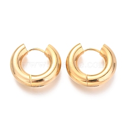 202 Stainless Steel Huggie Hoop Earrings, Hypoallergenic Earrings, with 316 Surgical Stainless Steel Pin, Ring, Golden, 4 Gauge, 19x20x5mm, Pin: 1mm(X-EJEW-O087-08C-G)