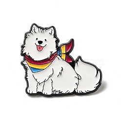 Samoyed Dog with Scarf Enamel Pins, Alloy Brooches for Backpack Clothes, White, 28.5x31mm(JEWB-B025-02)