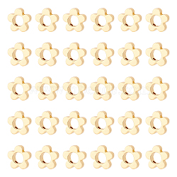 30Pcs Brass Bead Frames, Long-Lasting Plated, Flower, Real 18K Gold Plated, 10x10.5x3mm, Hole: 1mm(KK-DC0002-54)