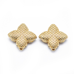 Rack Plating Brass Beads, Long-Lasting Plated, Hollow, Clover, Golden, 16x17x6mm, Hole: 1.2mm(KK-O125-16G)