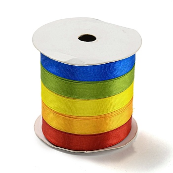 10M 5 Colors Polyester Ribbon, for Gift Wrapping, Mixed Color, 3/8 inch(10mm), 2m/color