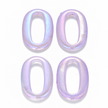 Transparent Acrylic Linking Rings, AB Color Plated, Imitation Gemstone Style, Oval, Lilac, 35.5x25x4.5mm, Inner Diameter: 26x10.5mm