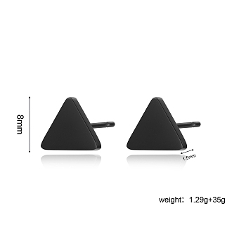 Stainless Steel Triangle Stud Earrings, Chic and Versatile Fashion Accessory, Black, 8x1.5mm