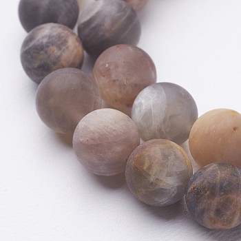 Natural Black Sunstone Bead Strands, Frosted, Round, 8.5mm, Hole: 1mm, about 46pcs/strand, 14.9 inch(380mm)