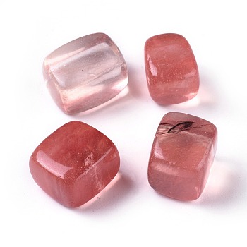 Cherry Quartz Glass Beads, Cube, No Hole/Undrilled, 13~27x13~27x13~27mm, about 100g/bag