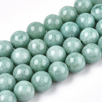 Natural Myanmar Jade/Burmese Jade Beads Strands, Round, Dyed, 10mm, Hole: 1mm, about 40pcs/strand, 15.1 inch