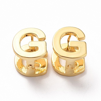 Initial Hoop Earrings for Women, Golden Letter Brass Earrings, Letter.G, 13x10.5x10mm, Pin: 0.8mm