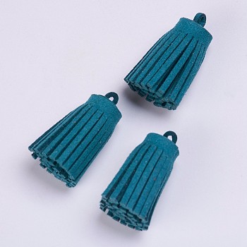 Faux Suede Tassel Pendant Decorations, Marine Blue, 33x13~15mm, Hole: 3~4mm