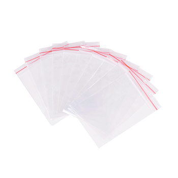 PandaHall Elite Rectangle Zip Lock Bags, Resealable Bags, Top Seal Thin, Clear, 9x6cm, unilateral thickness: 0.03mm, about 100pcs/bag