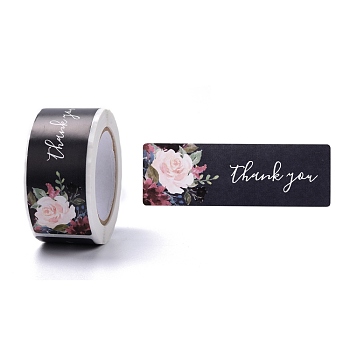 Self-Adhesive Paper Gift Tag Youstickers, Rectangle Thank You Stickers Labels, for Small Business, Black, 2.9x6x0.01cm, 120pcs/roll