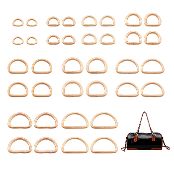 54Pcs 9 Styles Iron D Rings, Buckle Clasps, Garment Accessories Findings, Light Gold, 15~35x19.5~46x2.8~5mm, 6pcs/style