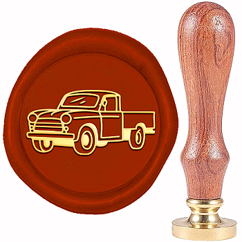 Brass Wax Seal Stamp, with Wood Handle, Golden, for DIY Scrapbooking, Truck Pattern, 20mm
