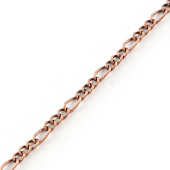 Iron Figaro Chains, with Spool, Soldered, Red Copper, 5.3x2.6x0.6mm, about 328.08 Feet(100m)/roll