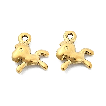 304 Stainless Steel Charms, Horse Charm, Real 14K Gold Plated, 13x11.5x3mm, Hole: 1.5mm