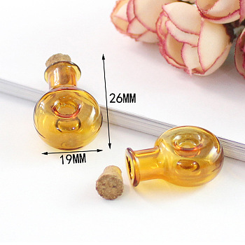 Miniature Glass Bottles, with Cork Stoppers, Empty Wishing Bottles, for Dollhouse Accessories, Jewelry Making, Round Pattern, 26x19mm