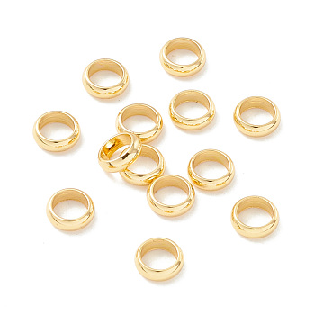 201 Stainless Steel Spacer Beads, Flat Round/Ring, Real 18K Gold Plated, 6x2mm, Hole: 4mm